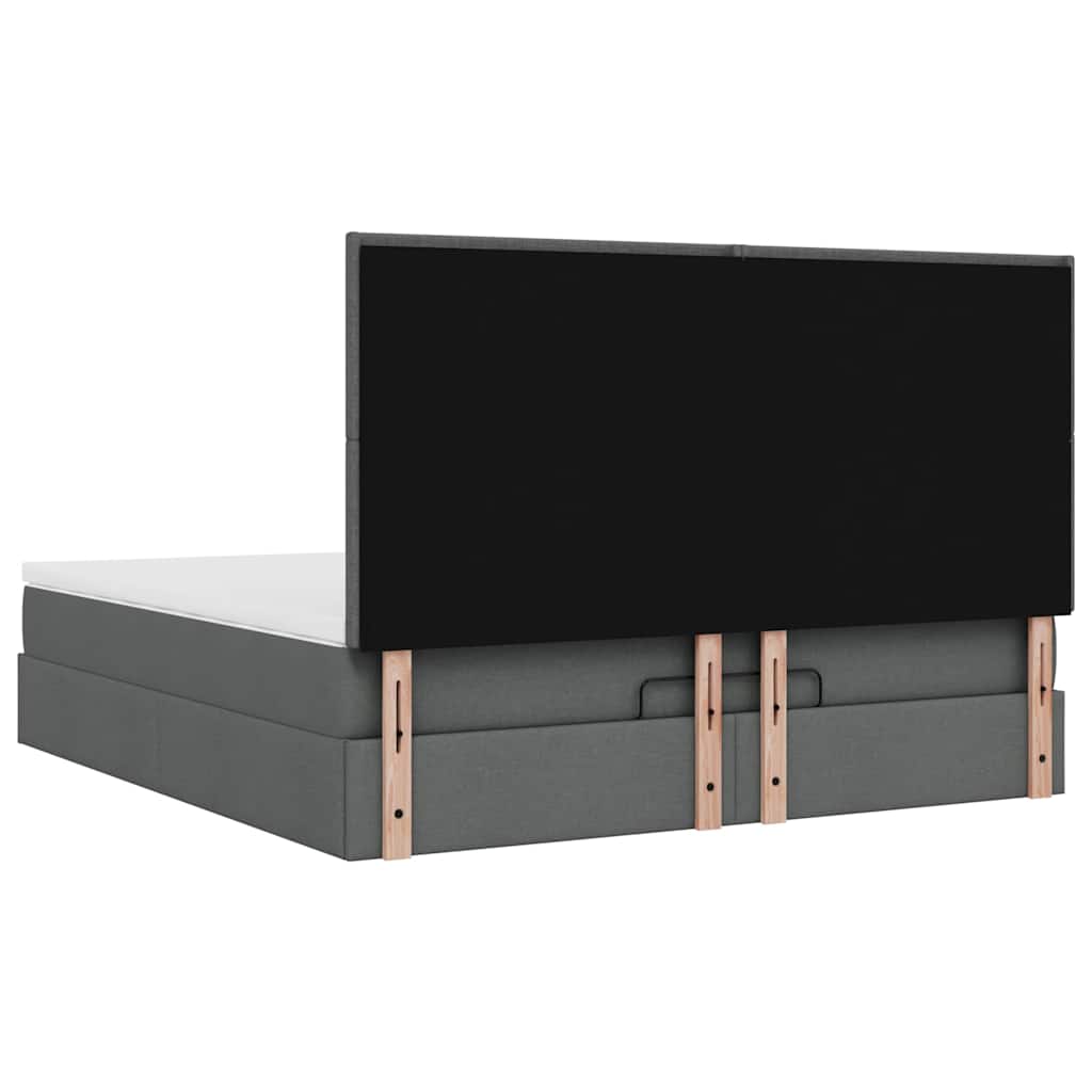 Ottoman-Bett mit Matratze & LEDs Dunkelgrau 180x200 cm Stoff
