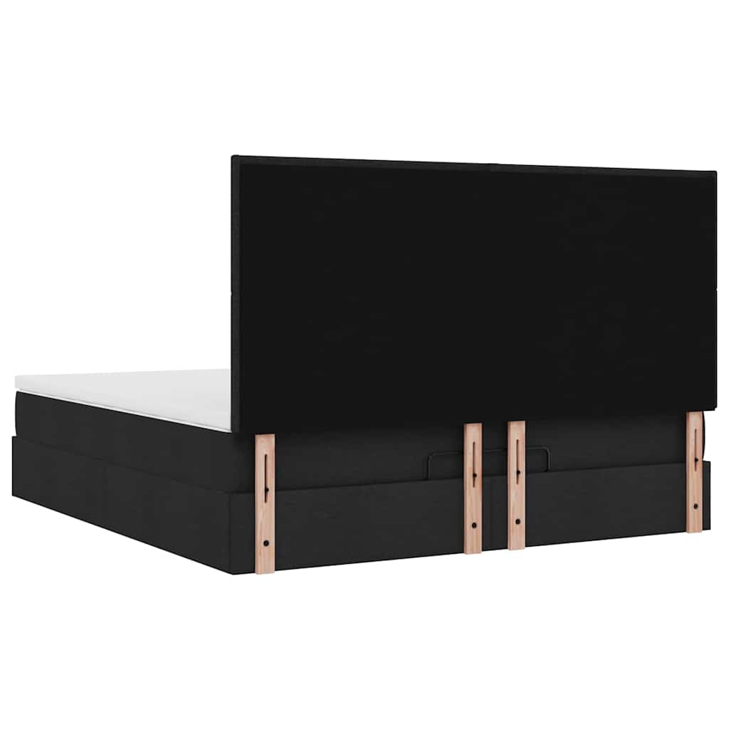 Ottoman-Bett mit Matratze & LEDs Schwarz 180x200 cm Stoff