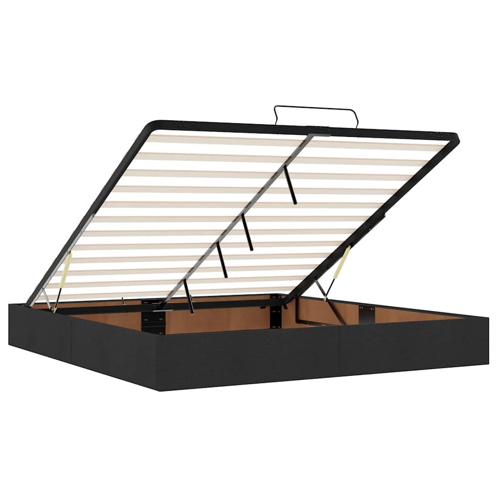 Ottoman-Bett mit Matratze & LEDs Schwarz 180x200 cm Stoff