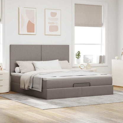 Ottoman-Bett mit Matratze & LEDs Taupe 180x200 cm Stoff