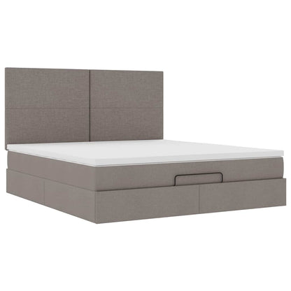 Ottoman-Bett mit Matratze & LEDs Taupe 180x200 cm Stoff