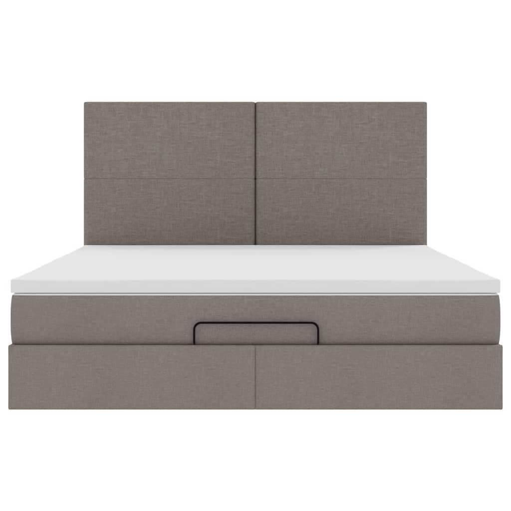 Ottoman-Bett mit Matratze & LEDs Taupe 180x200 cm Stoff