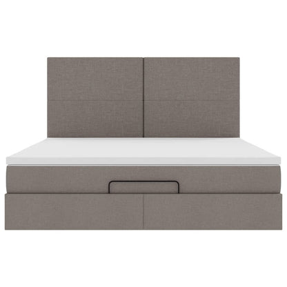 Ottoman-Bett mit Matratze & LEDs Taupe 180x200 cm Stoff