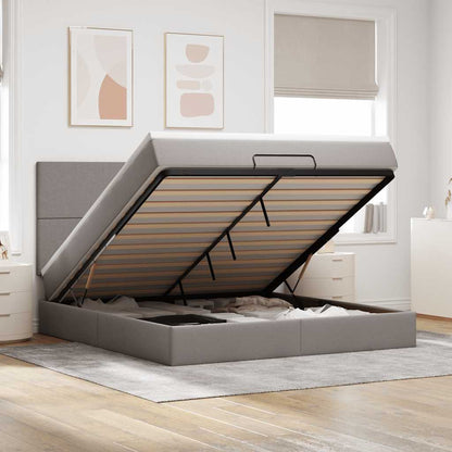 Ottoman-Bett mit Matratze & LEDs Taupe 180x200 cm Stoff