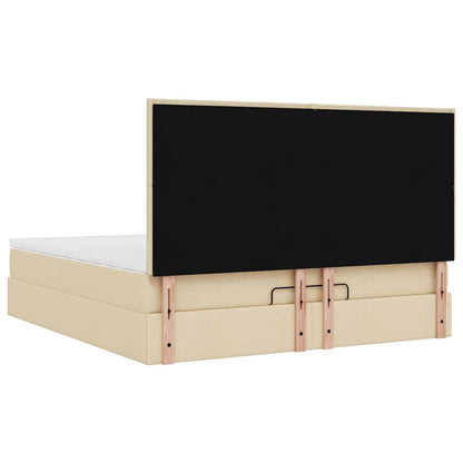Ottoman-Bett mit Matratze & LEDs Creme 180x200 cm Stoff