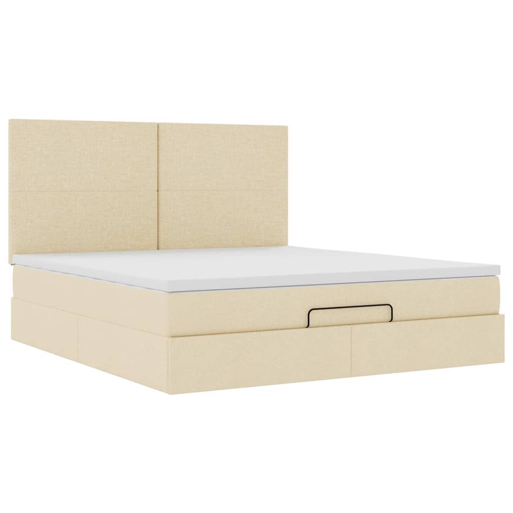 Ottoman-Bett mit Matratze & LEDs Creme 180x200 cm Stoff