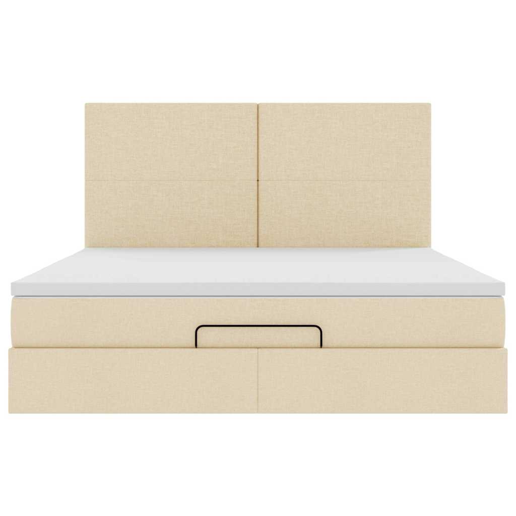 Ottoman-Bett mit Matratze & LEDs Creme 180x200 cm Stoff