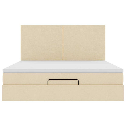 Ottoman-Bett mit Matratze & LEDs Creme 180x200 cm Stoff