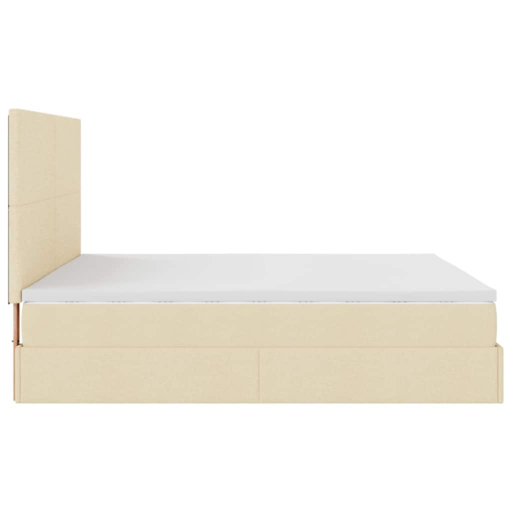 Ottoman-Bett mit Matratze & LEDs Creme 180x200 cm Stoff