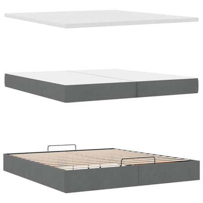 Ottoman-Bett mit Matratzen & LEDs Dunkelgrau 200x200 cm Stoff