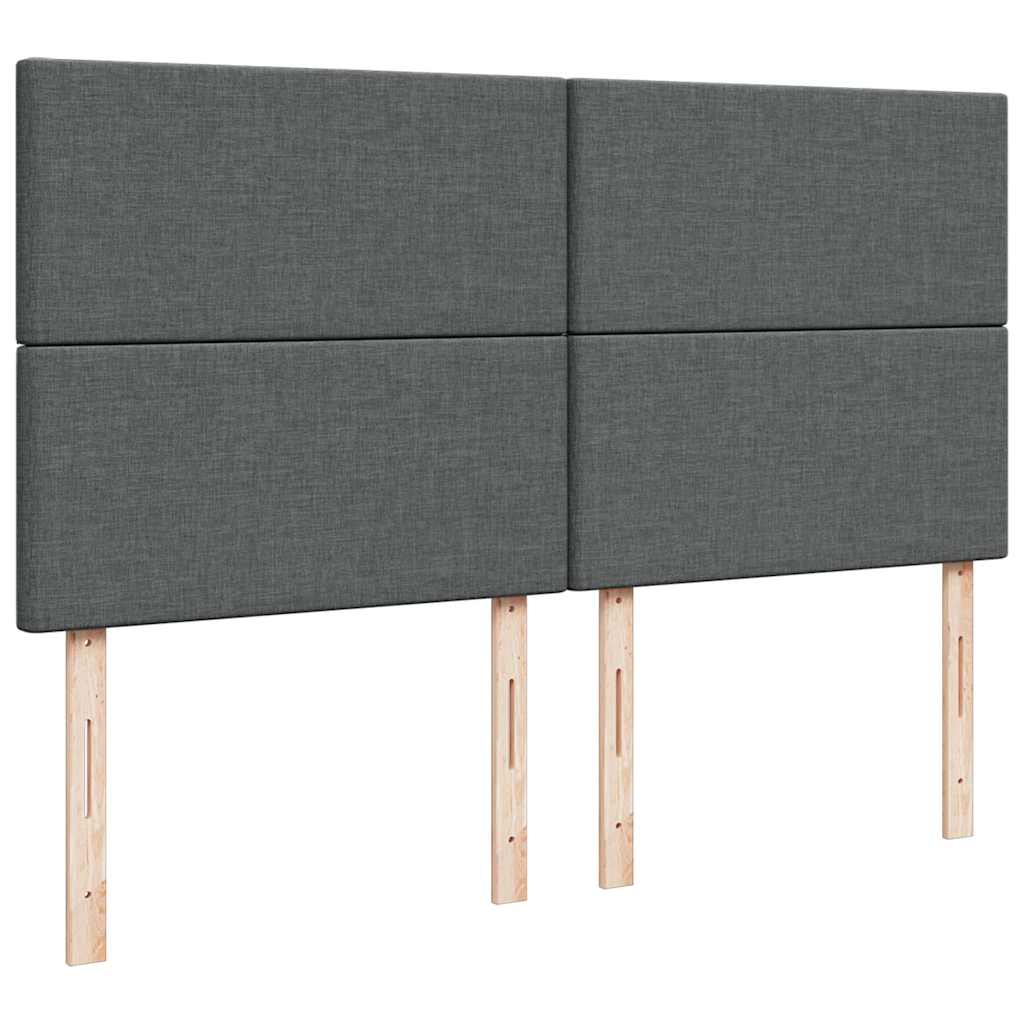 Ottoman-Bett mit Matratzen & LEDs Dunkelgrau 200x200 cm Stoff