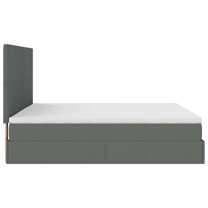 Ottoman-Bett mit Matratzen & LEDs Dunkelgrau 200x200 cm Stoff