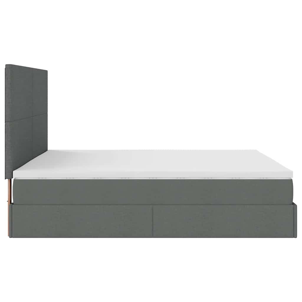Ottoman-Bett mit Matratzen & LEDs Dunkelgrau 200x200 cm Stoff