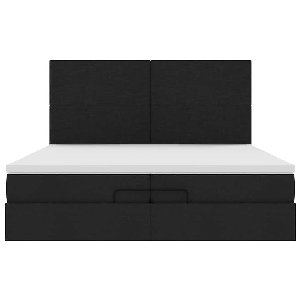 Ottoman-Bett mit Matratzen & LEDs Schwarz 200x200 cm Stoff