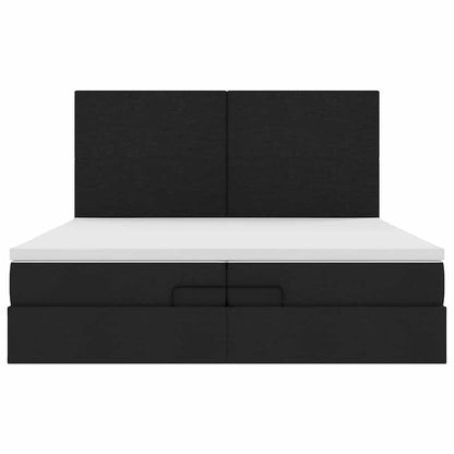 Ottoman-Bett mit Matratzen & LEDs Schwarz 200x200 cm Stoff