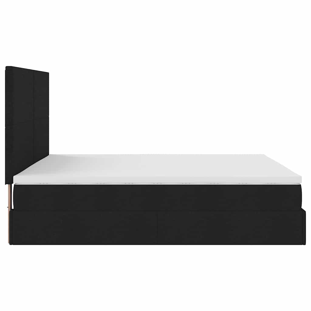 Ottoman-Bett mit Matratzen & LEDs Schwarz 200x200 cm Stoff