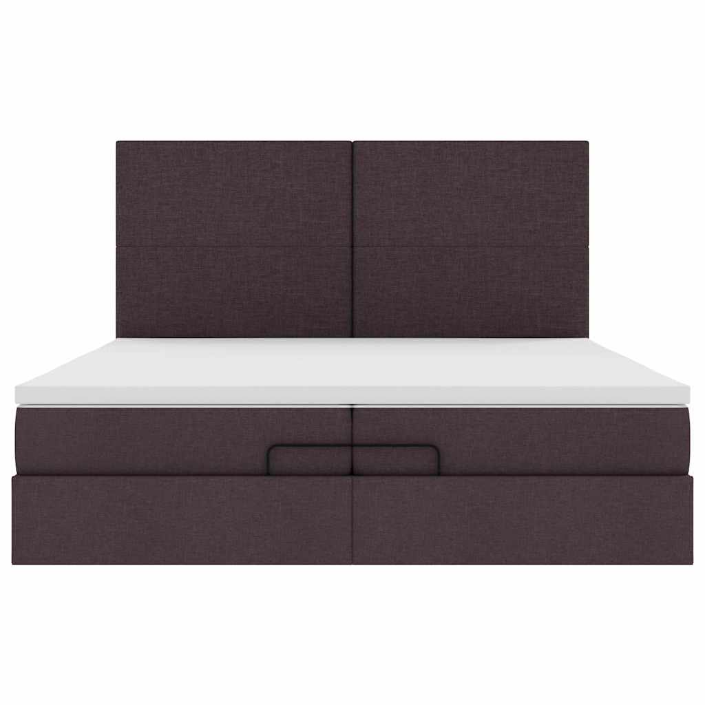Ottoman-Bett mit Matratzen & LEDs Dunkelbraun 200x200 cm Stoff