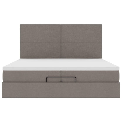 Ottoman-Bett mit Matratzen & LEDs Taupe 200x200 cm Stoff