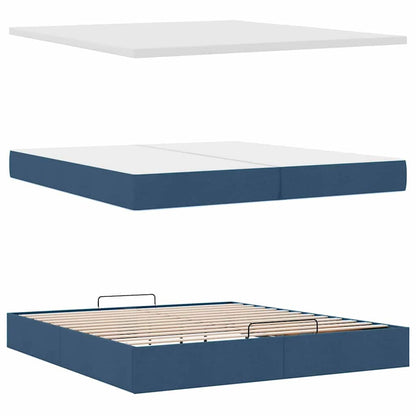 Ottoman-Bett mit Matratzen & LEDs Blau 200x200 cm Stoff