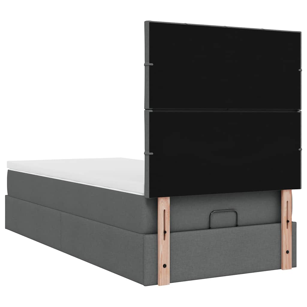 Ottomane Bett mit Matratze & LEDs Dunkelgrau 80x200 cm Stoff