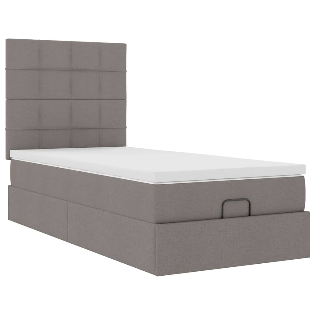 Ottoman-Bett mit Matratze & LEDs Taupe 80x200 cm Stoff
