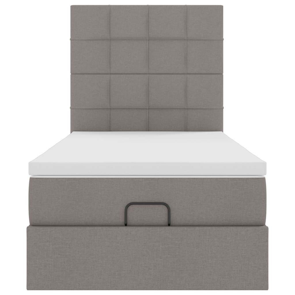 Ottoman-Bett mit Matratze & LEDs Taupe 80x200 cm Stoff