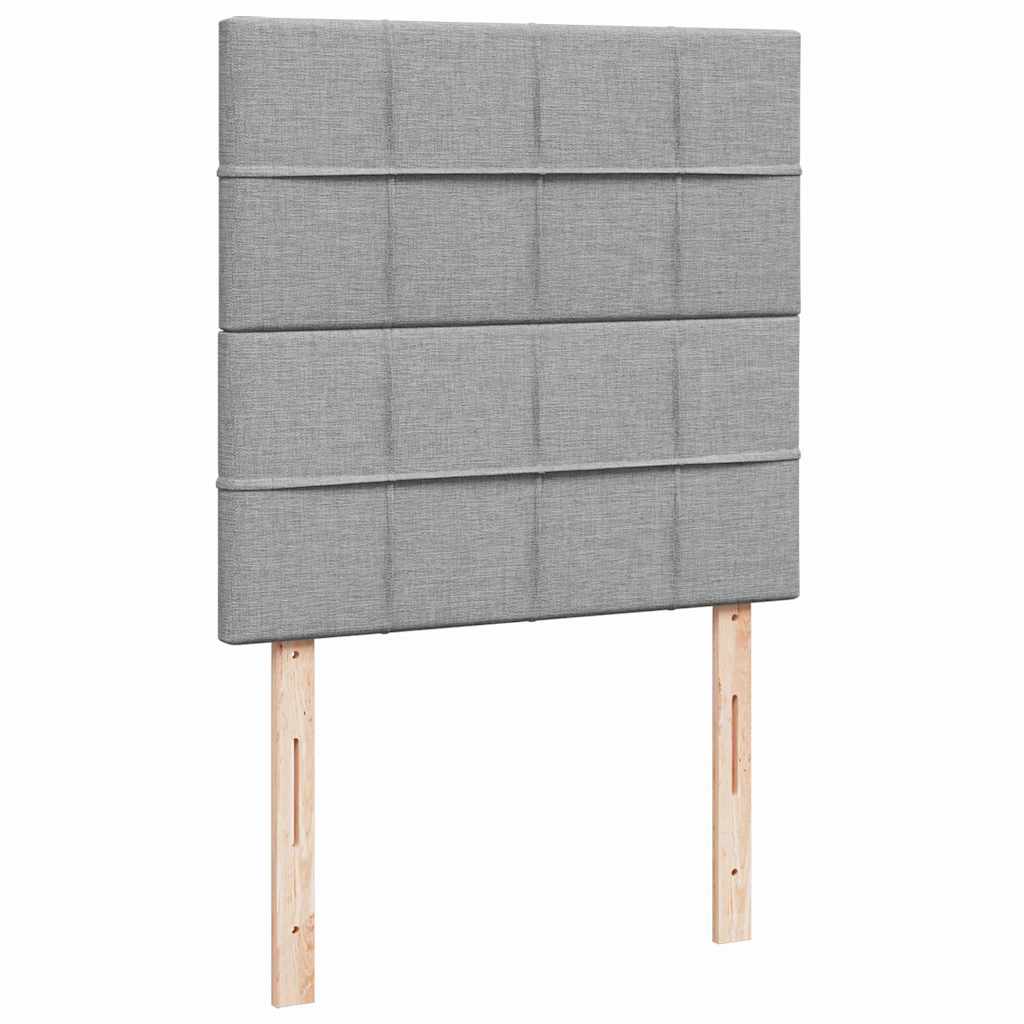 Ottoman-Bett mit Matratze & LEDs Hellgrau 90x190 cm Stoff