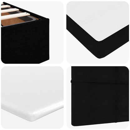Ottoman-Bett mit Matratze & LEDs Schwarz 90x190 cm Stoff