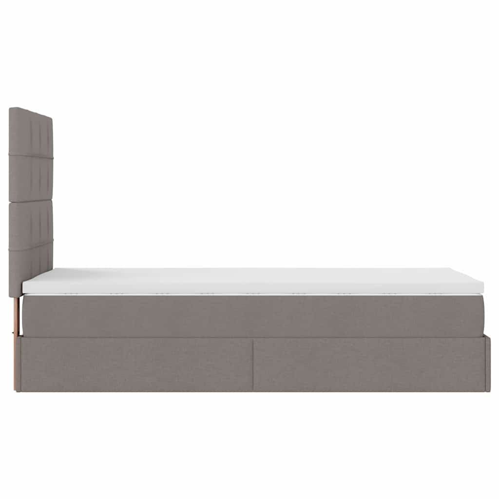 Ottomane Bett mit Matratze & LEDs Taupe 90x200 cm Stoff