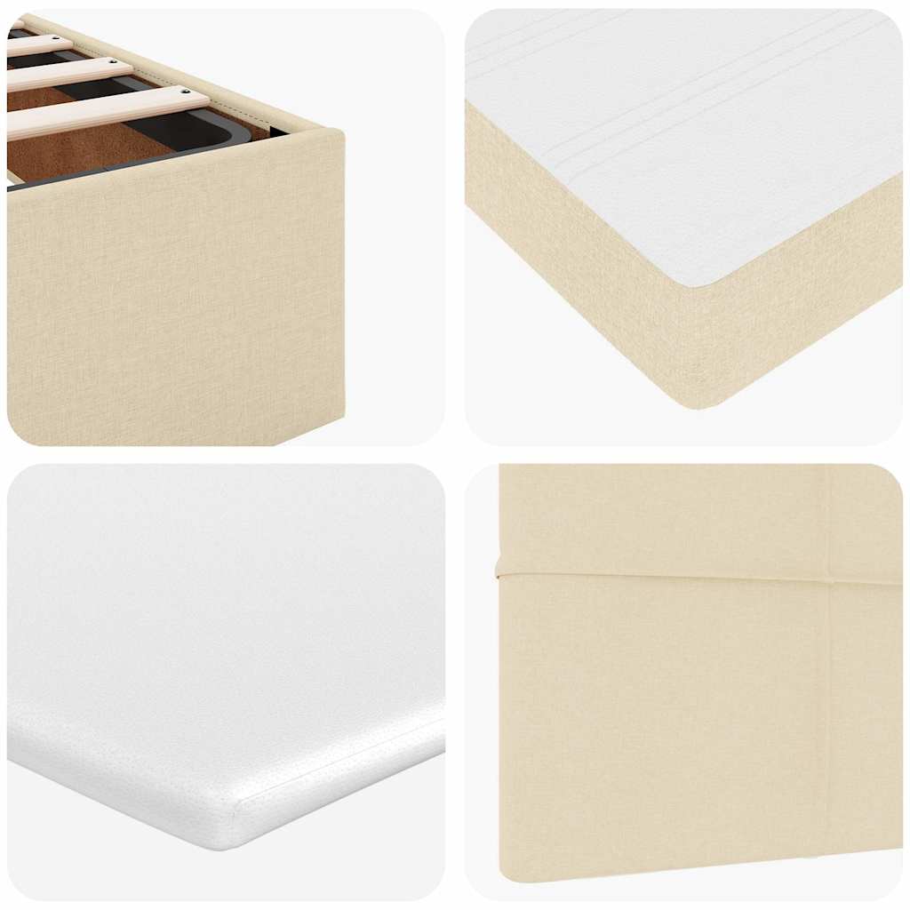 Ottomane Bett mit Matratze & LEDs Creme 90x200 cm Stoff
