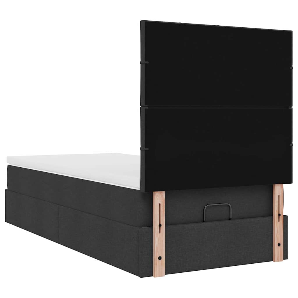 Ottoman-Bett mit Matratze & LEDs Schwarz 100x200 cm Stoff