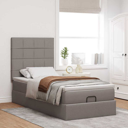 Ottoman-Bett mit Matratze & LEDs Taupe 100x200 cm Stoff