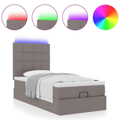 Ottoman-Bett mit Matratze & LEDs Taupe 100x200 cm Stoff