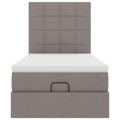 Ottoman-Bett mit Matratze & LEDs Taupe 100x200 cm Stoff