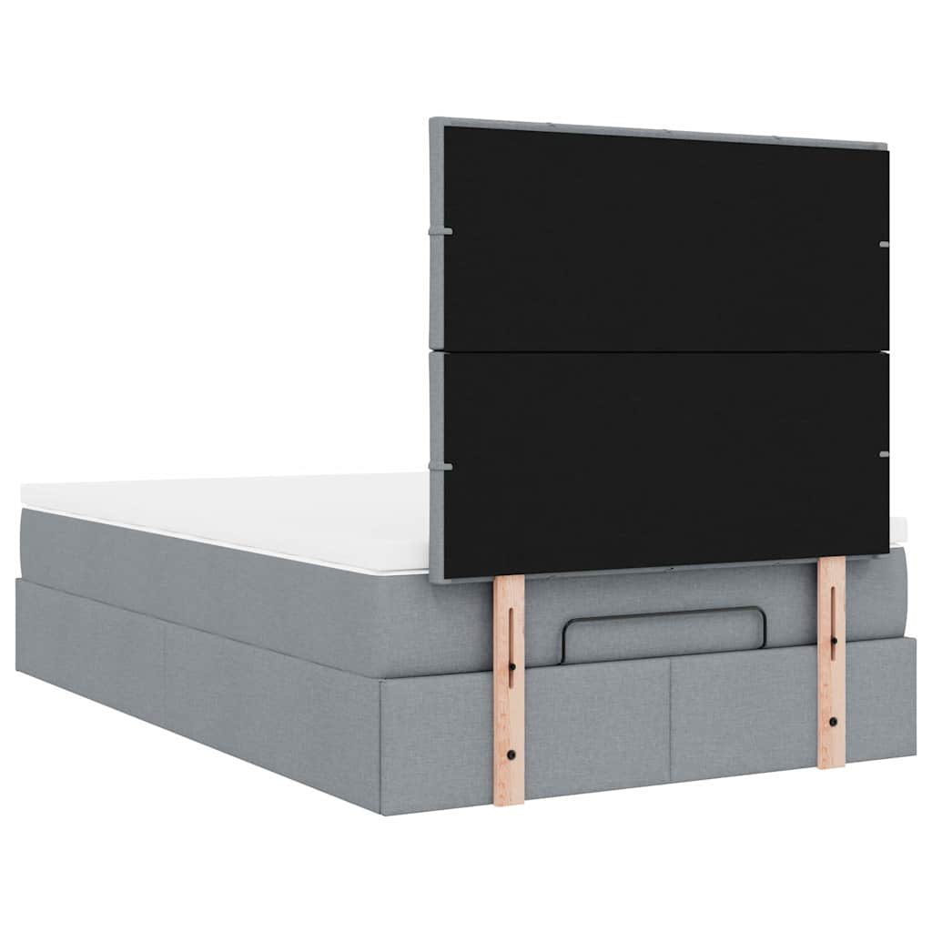 Ottoman-Bett mit Matratze & LEDs Hellgrau 120x190 cm Stoff