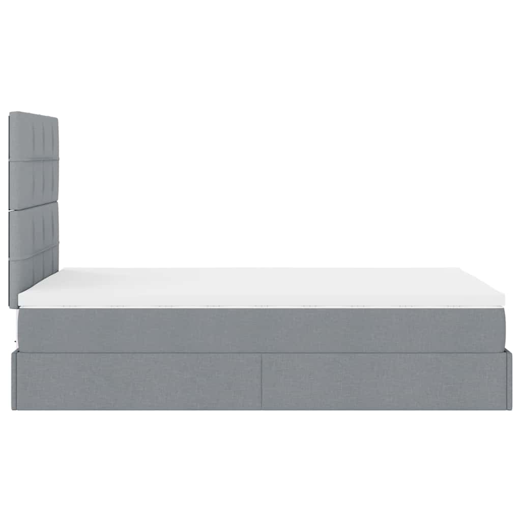 Ottoman-Bett mit Matratze & LEDs Hellgrau 120x190 cm Stoff