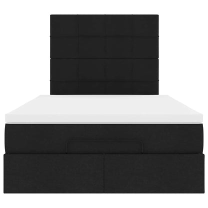 Ottoman-Bett mit Matratze & LEDs Schwarz 120x190 cm Stoff