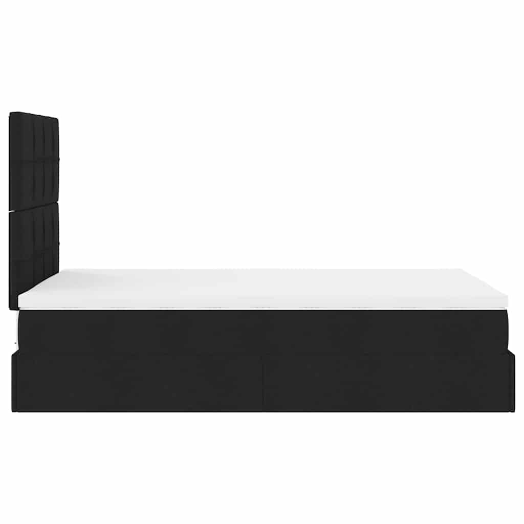 Ottoman-Bett mit Matratze & LEDs Schwarz 120x190 cm Stoff