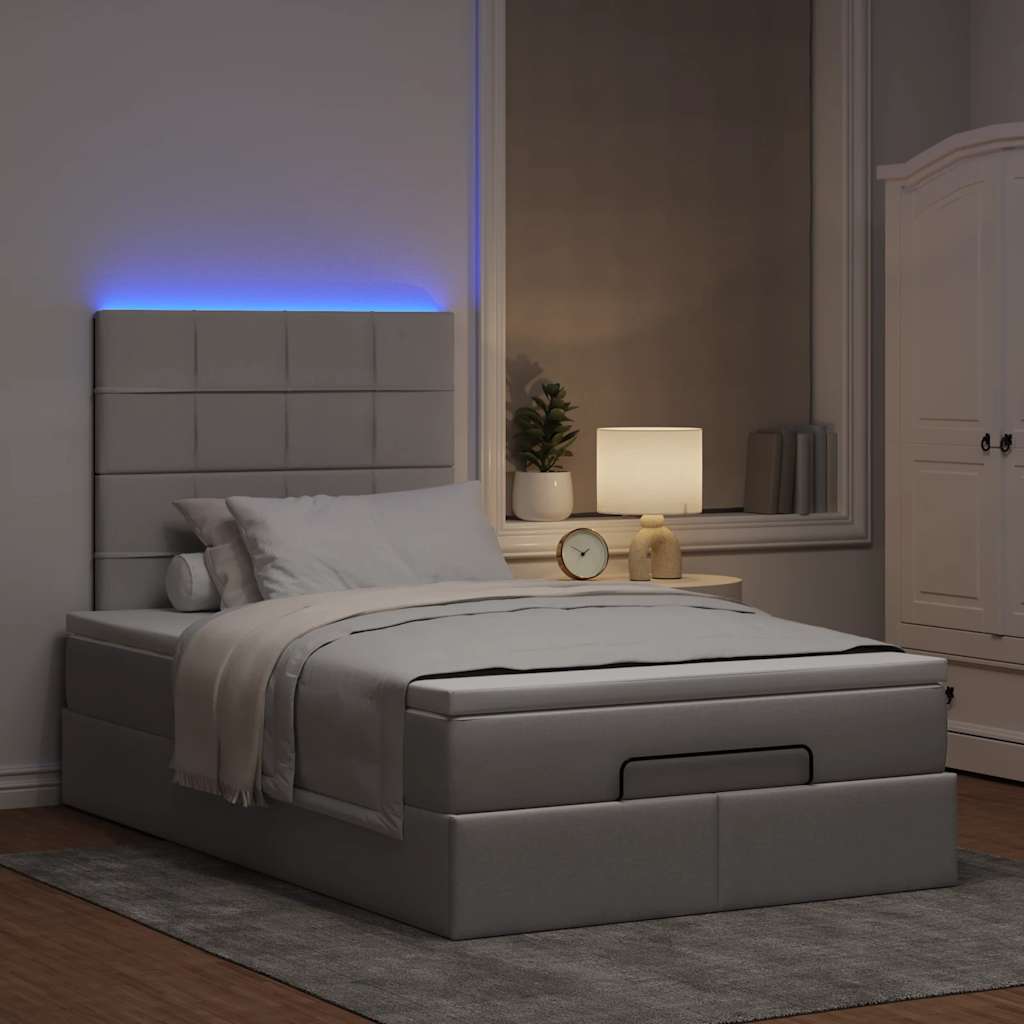 Ottoman-Bett mit Matratze & LEDs Taupe 120x190 cm Stoff