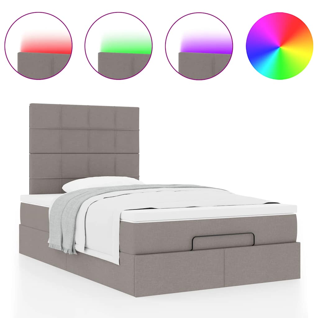 Ottoman-Bett mit Matratze & LEDs Taupe 120x190 cm Stoff