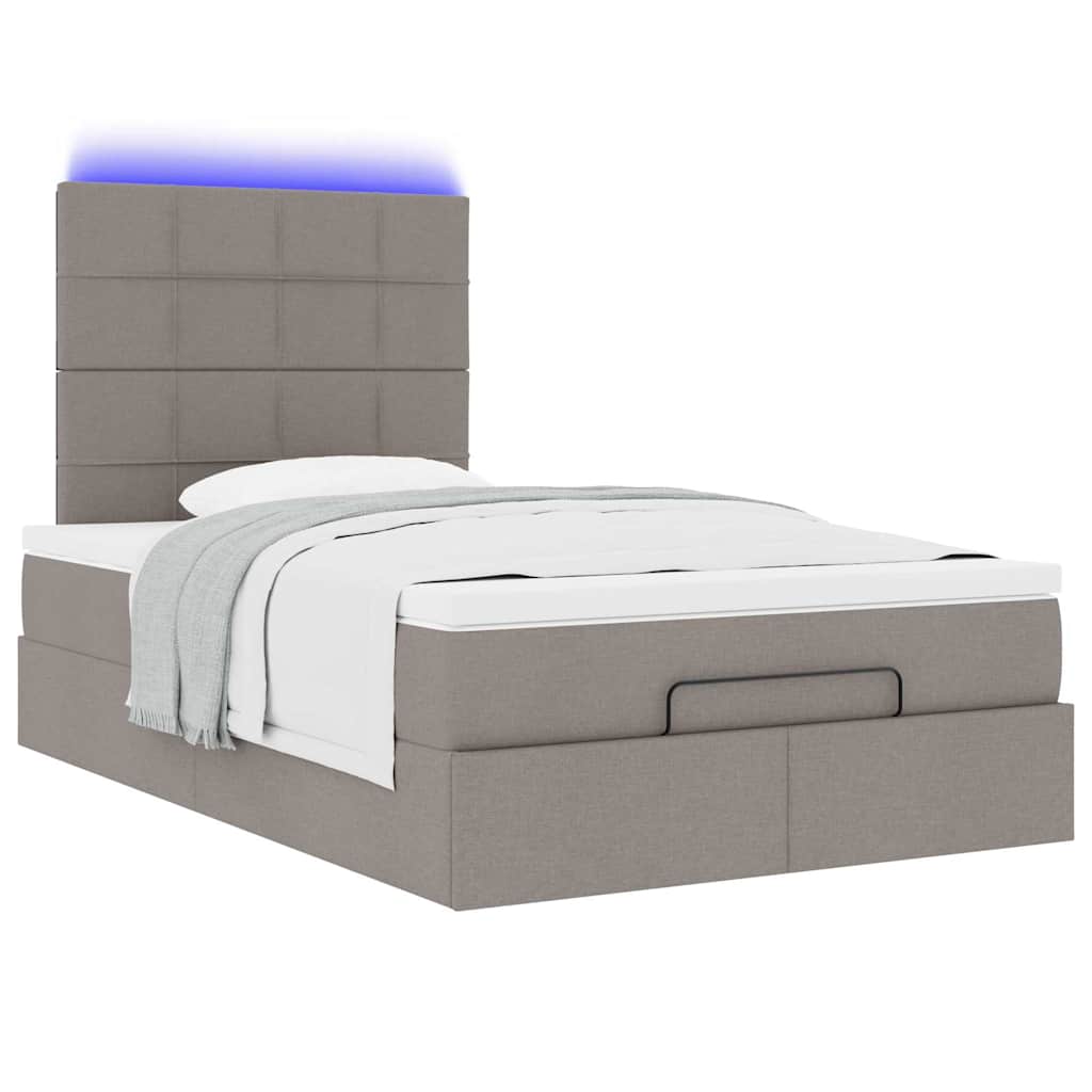 Ottoman-Bett mit Matratze & LEDs Taupe 120x190 cm Stoff