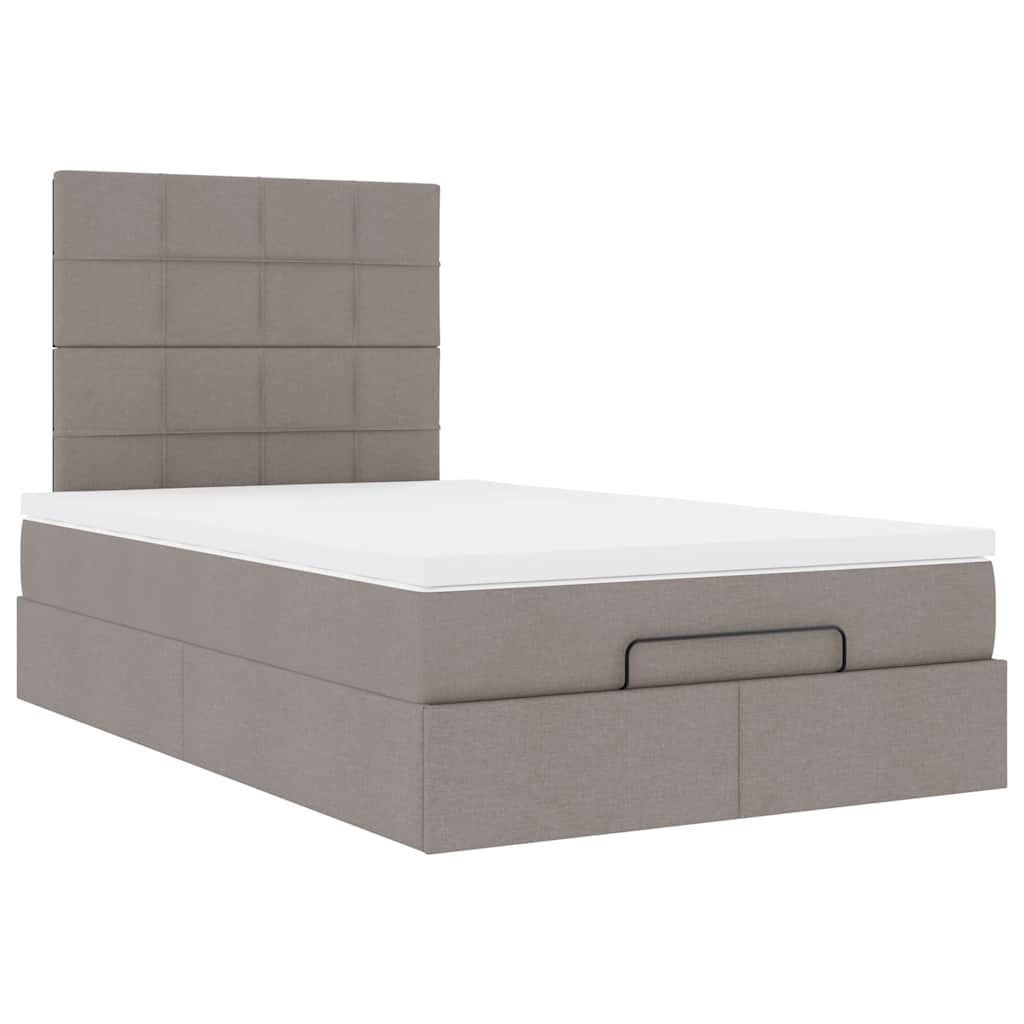 Ottoman-Bett mit Matratze & LEDs Taupe 120x190 cm Stoff