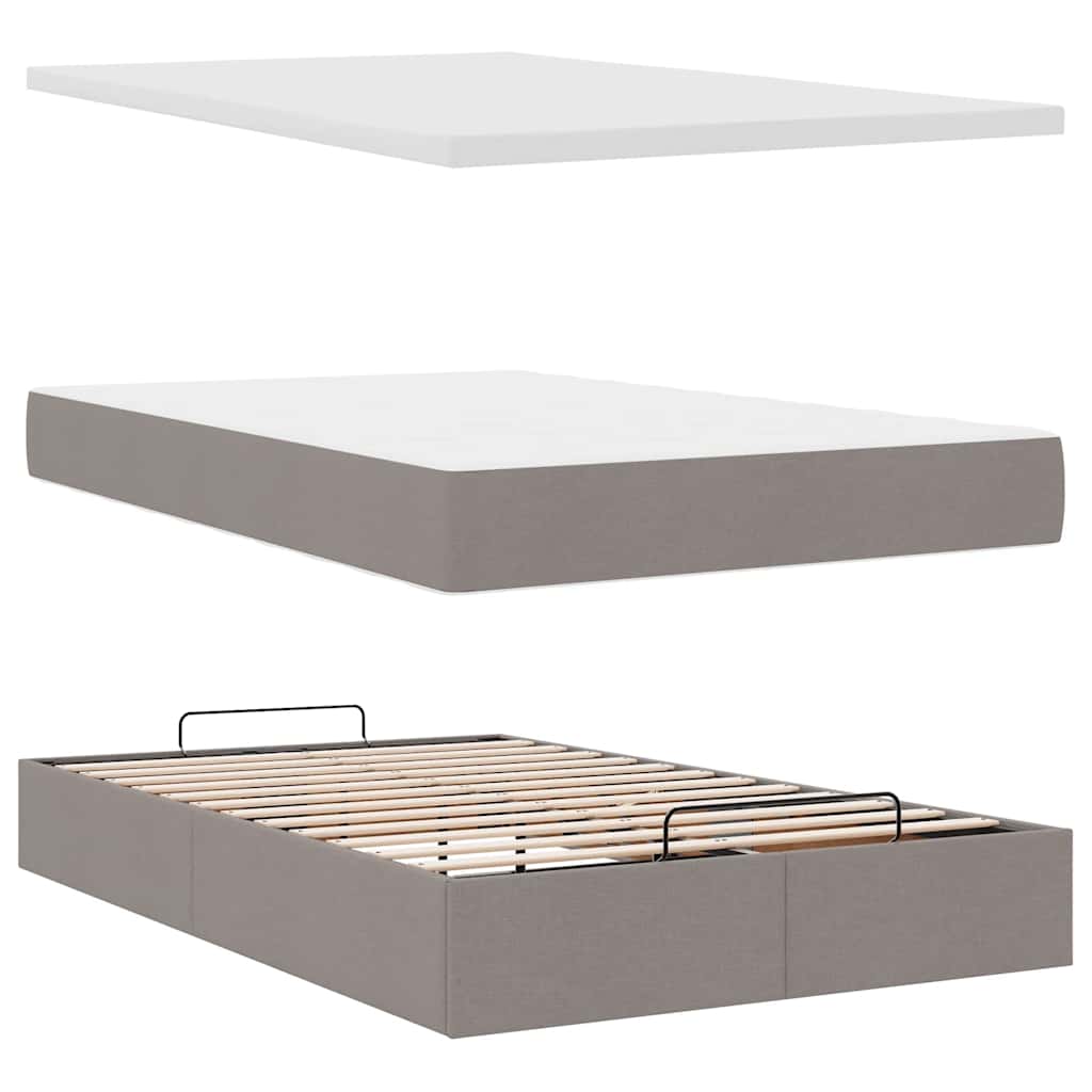 Ottoman-Bett mit Matratze & LEDs Taupe 120x190 cm Stoff