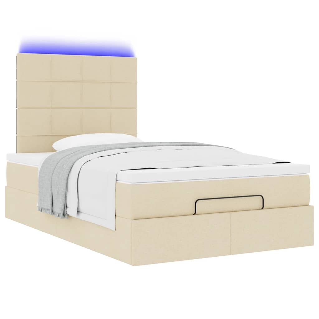 Ottoman-Bett mit Matratze & LEDs Creme 120x190 cm Stoff