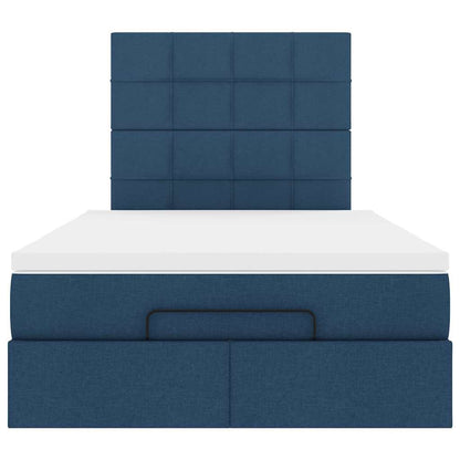 Ottoman-Bett mit Matratze & LEDs Blau 120x190 cm Stoff