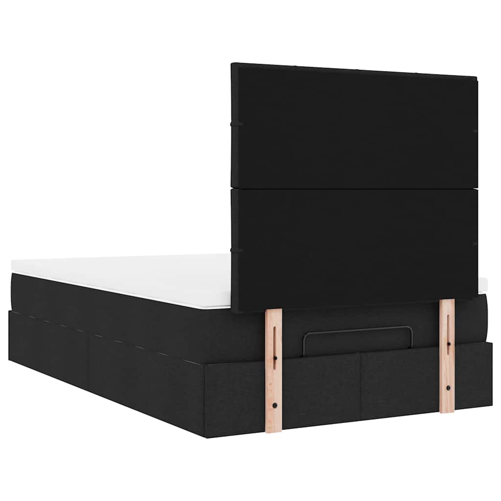 Ottoman-Bett mit Matratze & LEDs Schwarz 120x200 cm Stoff