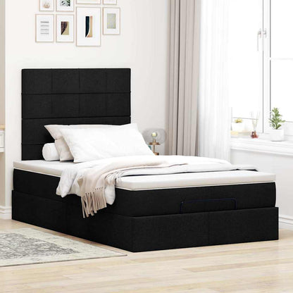 Ottoman-Bett mit Matratze & LEDs Schwarz 120x200 cm Stoff