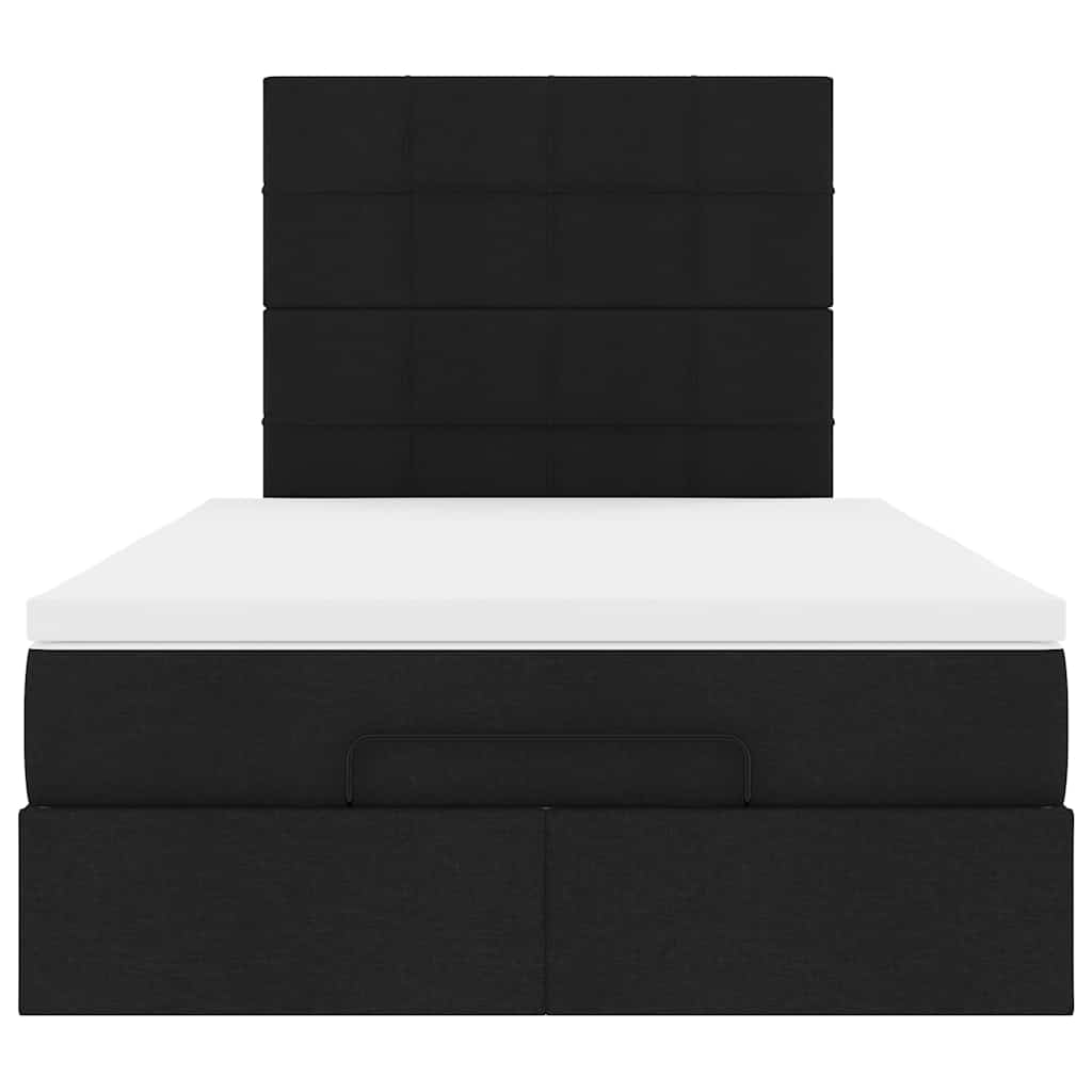 Lit ottoman avec matelas et LED Tissu noir 120x200 cm
