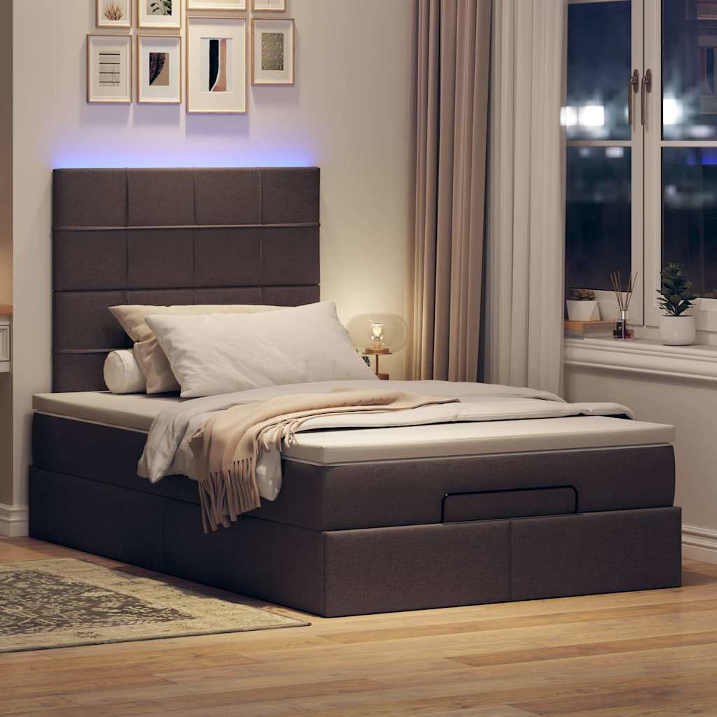 Ottoman-Bett mit Matratze & LEDs Dunkelbraun 120x200 cm Stoff