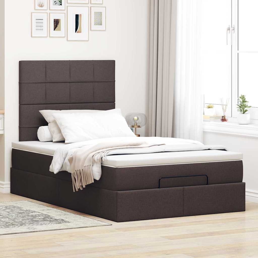 Ottoman-Bett mit Matratze & LEDs Dunkelbraun 120x200 cm Stoff